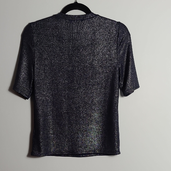 FORE Blue Shimmer Metallic Women's Short Sleeve Top Size Large - Picture 11 of 16